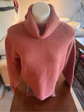 Relaxed Cowl Neck Sweater in Dusty Rose